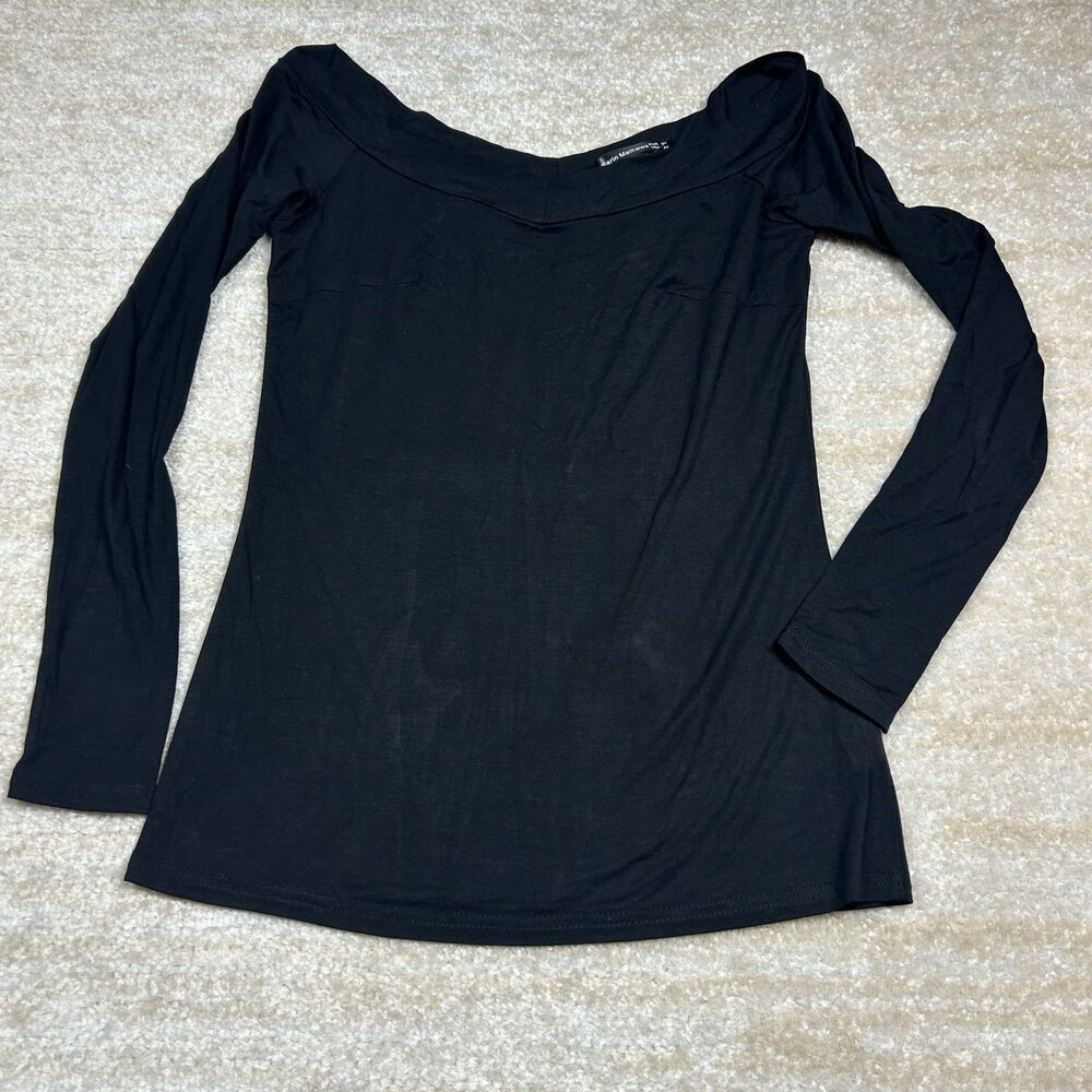 Sarin Mathews Top Womens XS Black Long Sleeve Boatneck Pullover With Tags